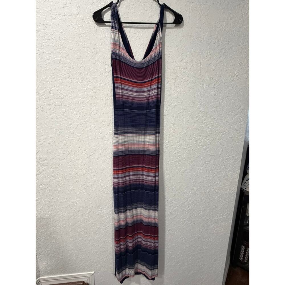 Gilli Striped Maxi Dress Open Back Cutout Made in USA Size Small